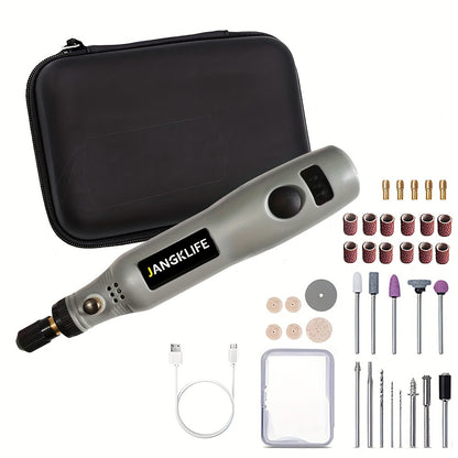A Set of Cordless Rotary Tools, a Rechargeable Engraving Pen with a Battery, an Electric Adjustable-Speed Engraving Pen, Portable Wood Carving Tools for Grinding, Polishing, And Etching.