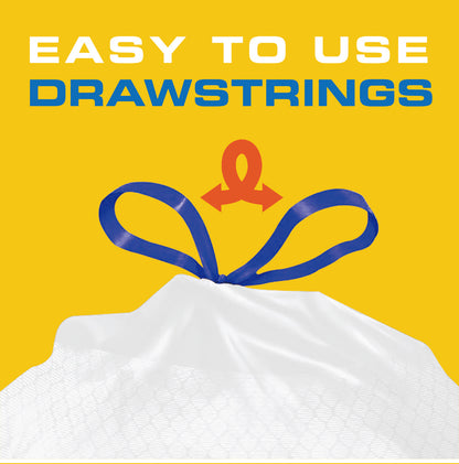 Boxed Disposable Non Tear Garbage Bag 150 Pieces 3 Rolls Puncture Tear Resistant Trash Bags, 13 Gallon Capacity, ODOR ELIMINATORTECHNOLOGY Kitchen Drawstring Garbage Bags Fresh Clean Scent With Lemon Mint Scent, 150 Count EASY TO USEDRAWSTRINGS MORE DURAB