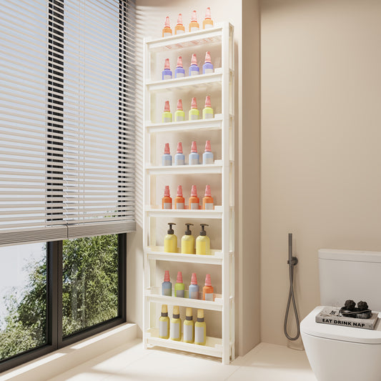 Behind The Door Storage Rack, Bathroom Storage Rack, Ultra-Thin Multi-Layer Storage Rack, Narrow Cabinet Rack Storage, Essential for Small Spaces, Behind The Door Storage, Suitable for Bathroom And Kitchen Doors, Plastic Space Saving Storage Rack
