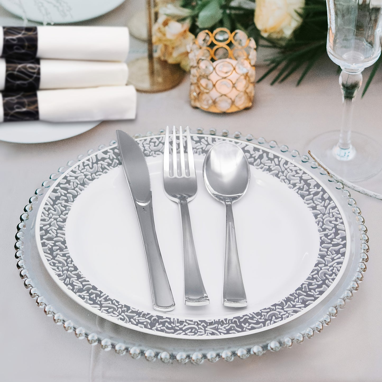 60pcs Golden Disposable Plastic Cutlery Set Party Supplies, Including 20 Forks, 20 Spoons And 20 Knives, Suitable for Home, Bar And Restaurant, Wedding, Birthday, New Year And Other Holiday Parties