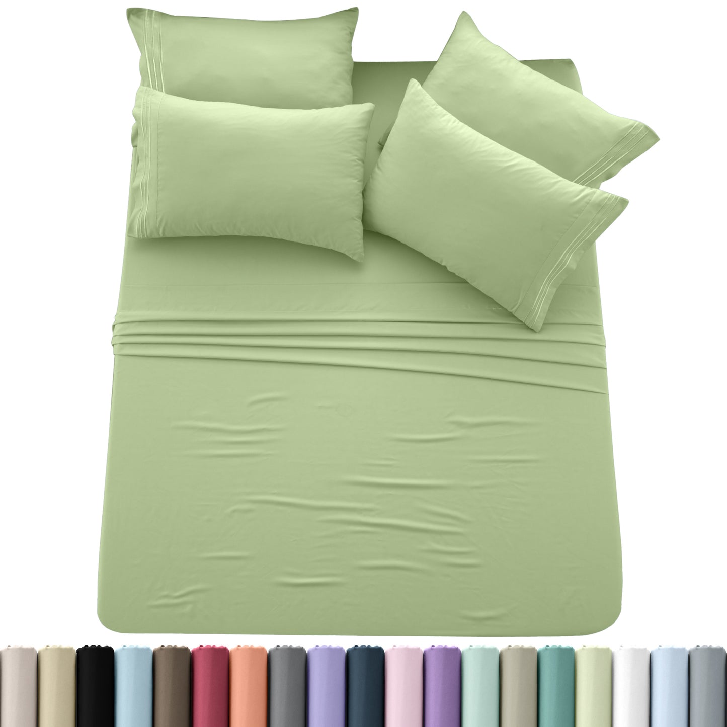 Hannah Bedding 6-PieceSheet Set – Soft Brushed 100% polyester, 20 Vibrant Colors, 6 Different Sizes – Stylish, Comfortable & Fade-Resistant