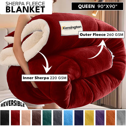 480GSM Heavy Sherpa Fleece Blanket – Double-Sided Warm Throw for Couch, Bed, Office and Travel, Reversible All Season Comfort, Room & Sofa Decoration, Holiday Gift, Sofa Blankets