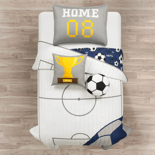 5Pc-Soft-Reversible-Quilt-Pitch Play-Microfiber-Bedspread-Oversized Quilt-Fall Home Decoration-Bedding Set-Room Decor-Bedroom-All Season-Machine Washable-Full/Queen/King/California King-Lightweight Quilted Comforter With Pillow Shams-Thanksgiving Present