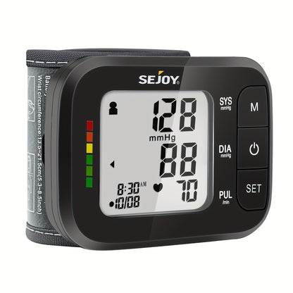 Sejoy Automatic Digital Blood Pressure Monitor for Home Use - Wrist BP Machine with Large LCD Display, Portable & Accurate BP Device, Wrist Strap & Batteries Included, -Compliant for Management & Travel
