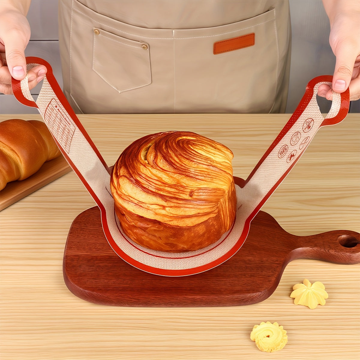 2/4pcs Premium Silicone Bread Sling Dutch Oven Liner with Long Handles Reusable Baking Mat for Proofing And Transferring Dough Nonstick High Degree Kitchen Sour Cookie Making Loaf Pan Lifter Liner
