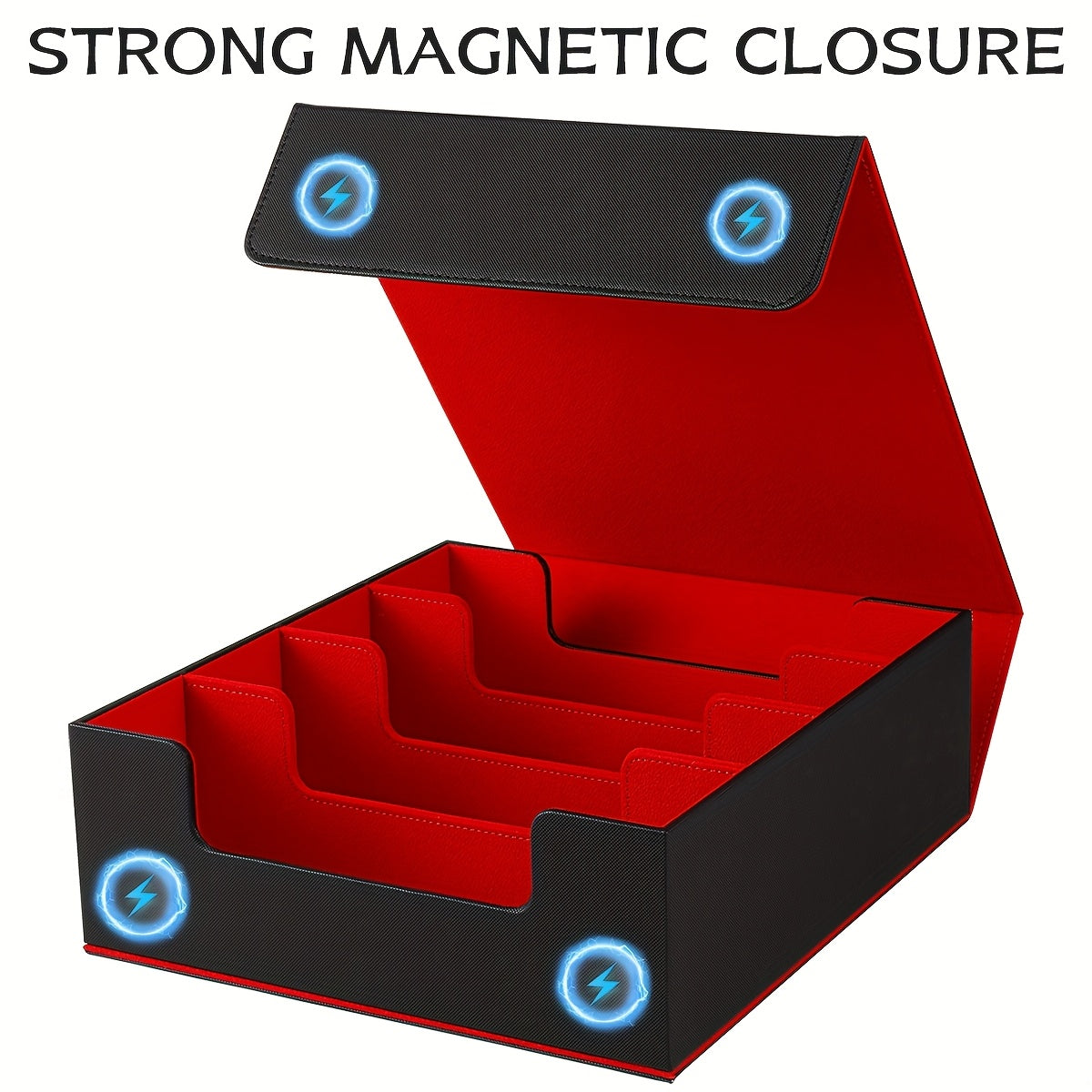 Four Row Card Box, Equipped with 24 Color Cards And 4 Card Sleeves; 4 Grid Boards, Capable of Holding Over 3000 Cards, Magnetically Sealed, Beautifully Packaged, Suitable for Gifting to Friends, Family, And Exquisite Gifts