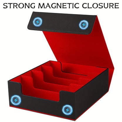 Four Row Card Box, Equipped with 24 Color Cards And 4 Card Sleeves; 4 Grid Boards, Capable of Holding Over 3000 Cards, Magnetically Sealed, Beautifully Packaged, Suitable for Gifting to Friends, Family, And Exquisite Gifts