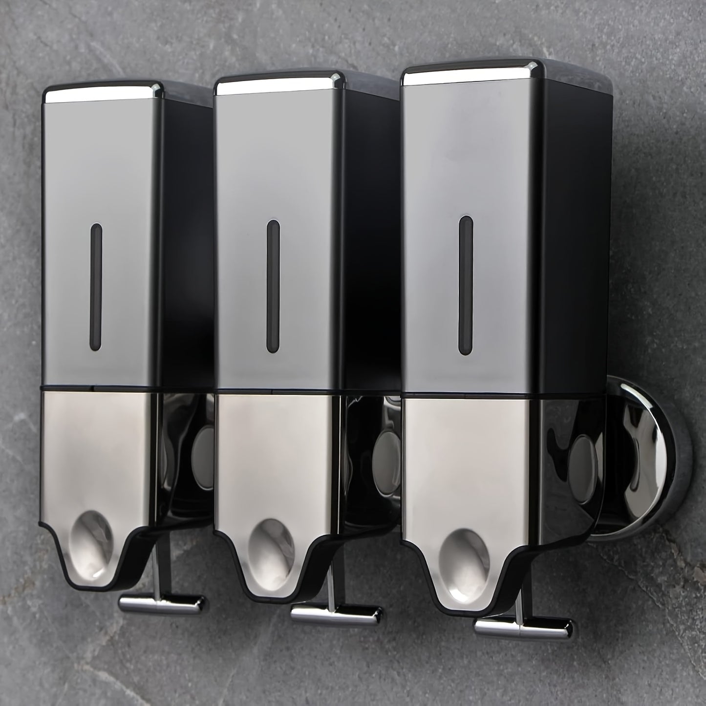 Shampoo, Shower Gel and Conditioner Dispenser Drill Free with Adhesive.No-Drill 3pcs 16.91oz Wall Mounted soap Dispenser for Bathroom and Kitchen.