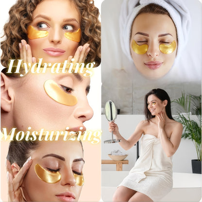 24K Gold Eye Patches 25 Pairs Collagen Under Eye Mask with Glycerin Hydrating Eye Pads for Dark Circles Puffiness Anti-Aging Eye Treatment for Men and Women All Skin Types Wedding Party Skincare