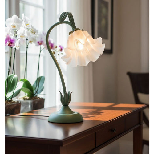 Artisan Crafted Bellflower Table Lamp Heirloom Quality Botanical Decor Premium Finish Dimmable Nightlight for Elevated Spaces