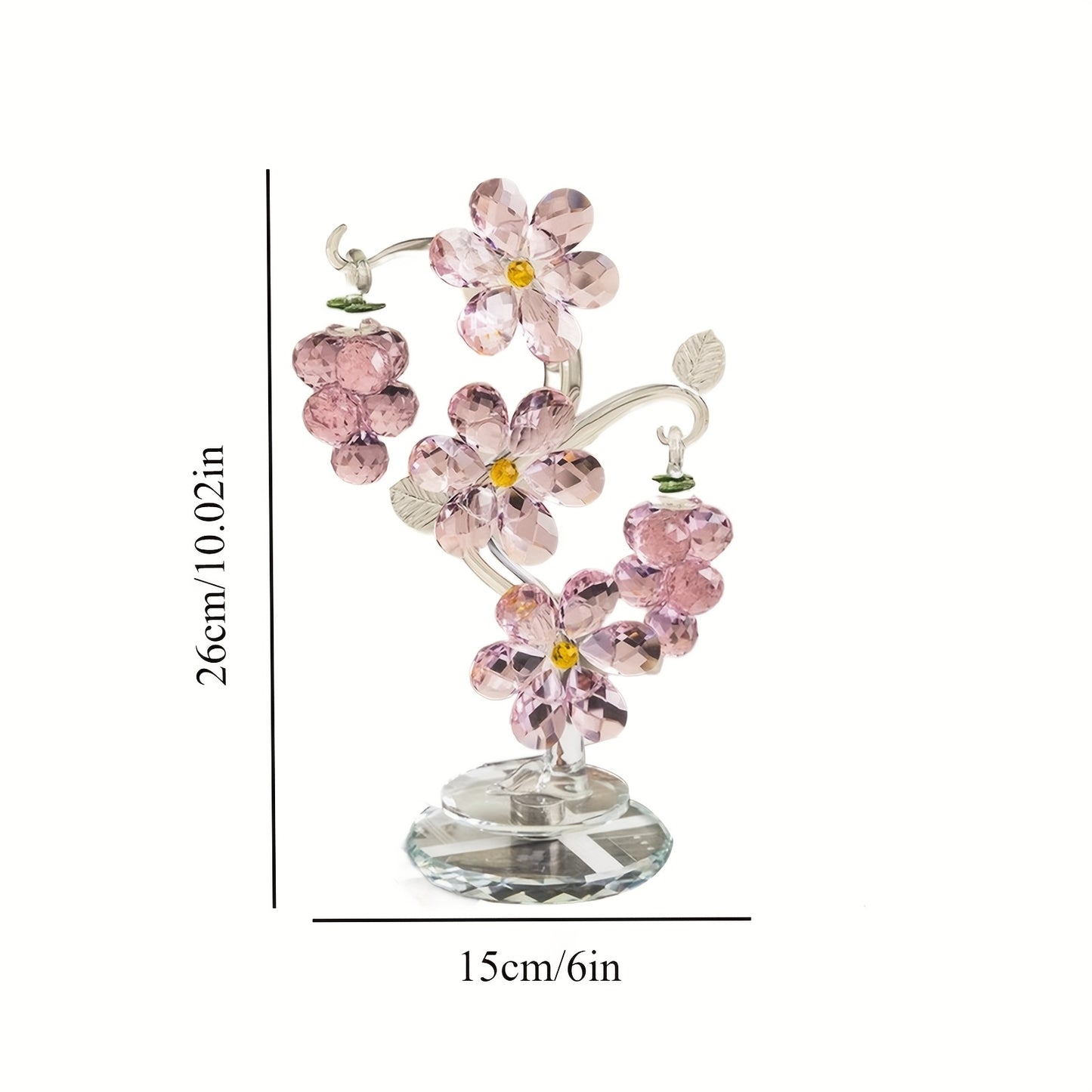 1 Pink Crystal Tree Statue Ornament, Romantic Home Decor, With A Rotatable Base, Crystal Flower Wedding Decoration, Valentine'S Day, Christmas, Mother'S Day, Gift For Mother