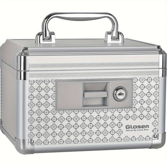 Locking Medicine Storage Box Aluminum Alloy with Key Lock & Handle – High-Capacity Family Medicine Organizer, First Aid Lockbox for Home, Travel & Office, Small & Medium