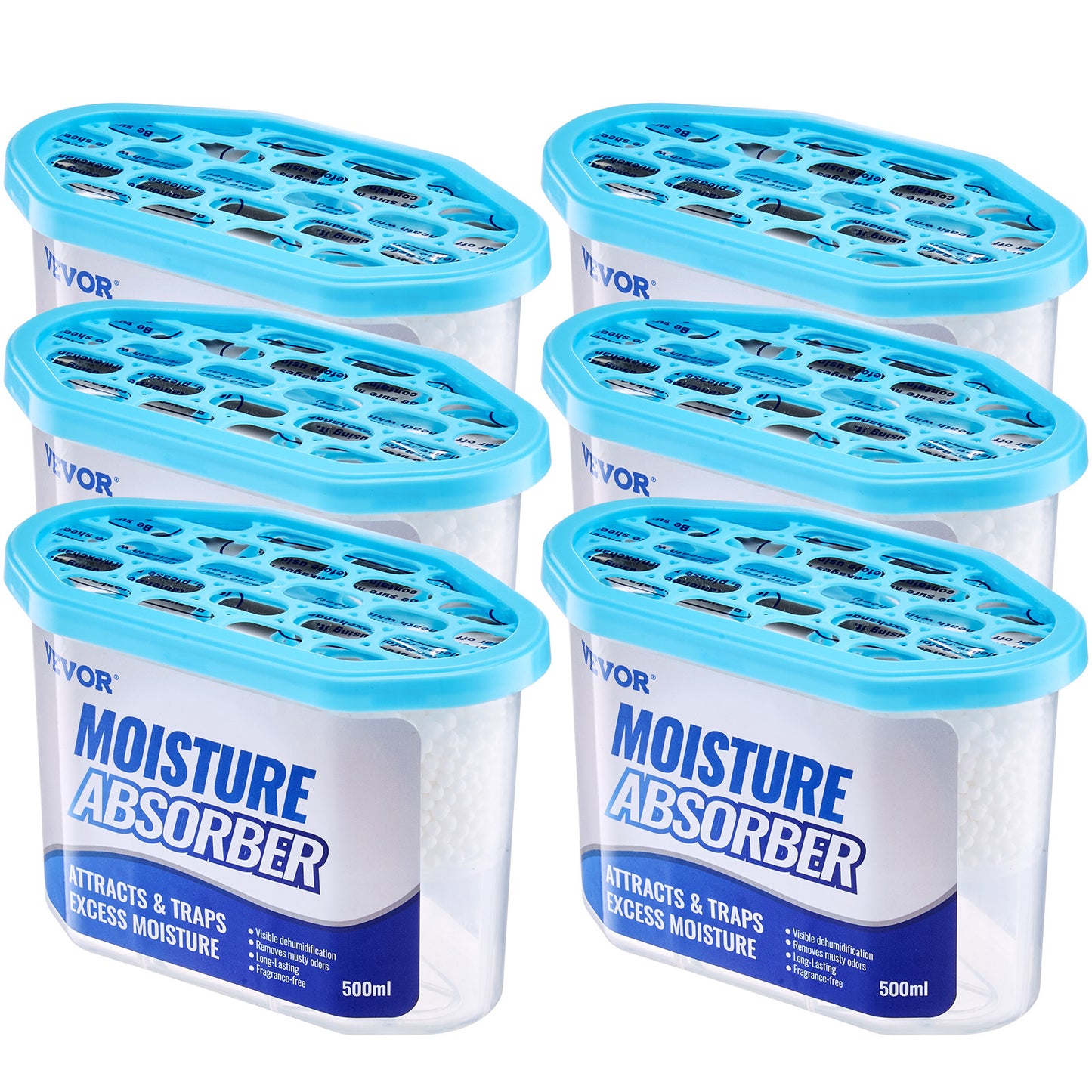 VEVOR Moisture Absorber Boxes, 10.8 oz Humidity Absorber Boxes (6 Packs), Fragrance Free Dehumidifier Attracts Extra Moisture from Your Bathroom, Closet, and Kitchen
