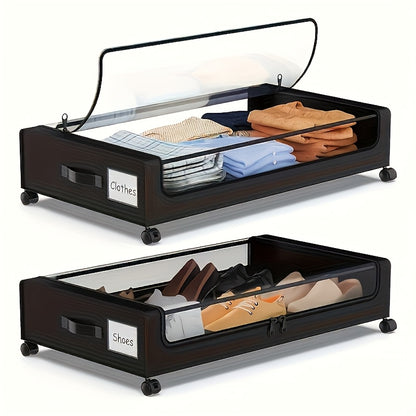 Under Bed Storage Set, 2Pack Under Bed Storage with Wheels And 4Pack 23.78gal Under Bed Storage Containers, Foldable Closet Organizers And Storage with Label Holder for Clothing, Blankets, Books, Shoes, Comforter & Pillows, Under-Bed Storage