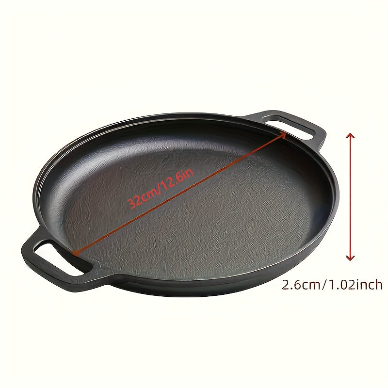 1pc Durable Cast Iron Non-Stick Pan for Pizza, BBQ, and Pancakes - Perfect for Home Kitchen and Outdoor Cooking, Compatible with All Stovetops, Including Gas and Electric Stoves