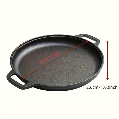 1pc Durable Cast Iron Non-Stick Pan for Pizza, BBQ, and Pancakes - Perfect for Home Kitchen and Outdoor Cooking, Compatible with All Stovetops, Including Gas and Electric Stoves