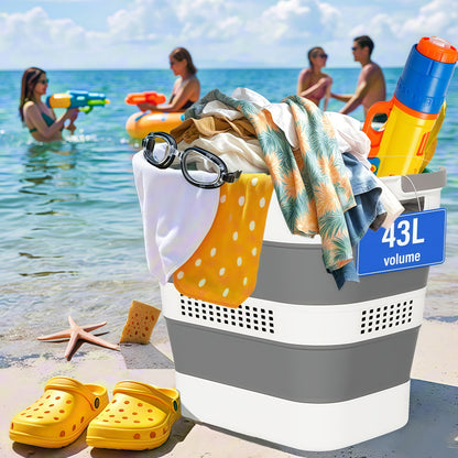 Collapsible Laundry Basket 43L Foldable Pop-Up Hamper with Handles – 11.5 Gallon Plastic Laundry Basket Space-Saving Portable Storage Container Organizer for Bedroom, Bathroom & Dorm, 1pc or 2 Pack