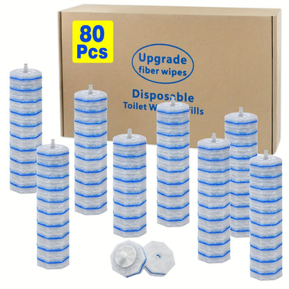 80/40 Count Toilet Wand Refills Without Handle, Toilet Bowl Cleaner Wand Refills Compatible with Cloroxx, Disposable Microfiber Brush Refills for Toilet Bowl Cleaning