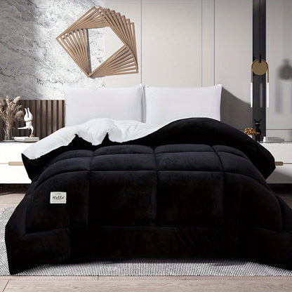 1 Set Thick and Soft Comforter - All Season Quilted Ultra Breathable, Box Stitch Solid Color Comforter, Machine Washable Bedroom Warm Autumn And Winter Comforter