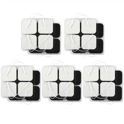 TENS EMS Electrode Pads 40-Pack, 2x2 Inch Reusable Self-Adhesive Replacement Electrode Patches with 2.0mm Pin Connector, Compatible with All TENS EMS Devices, Skin-Friendly Electrotherapy Pads