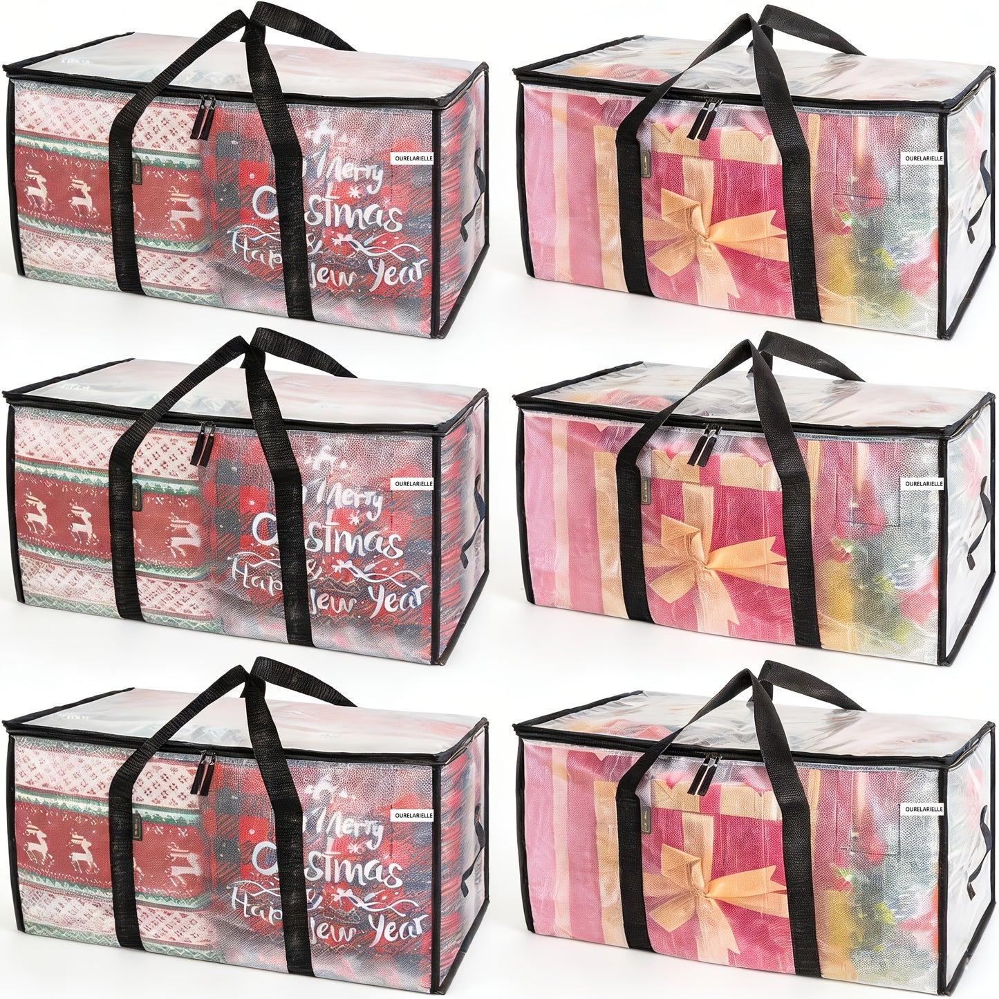 6pcs Heavy-Duty Moving Bags with Reinforced Handle - Oversized Storage Totes, Snap-Close Lid & Plastic Suitable for Clothes, Quilts,, Moving Supplies - Space Saver Bags