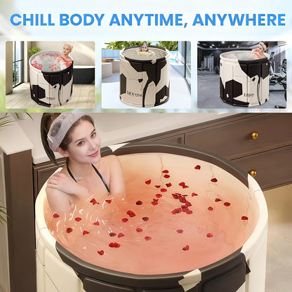 Adult Hot Tub, & Cold Soaking Tub, Foldable Full Body Bath Barrel For Home, Multi-use Storage Bucket With Non-slip Base, Durable Odorless Space-saving, Portable For Travel & Small Spaces, Ideal Holiday Gift, Essential Bathroom Accessory