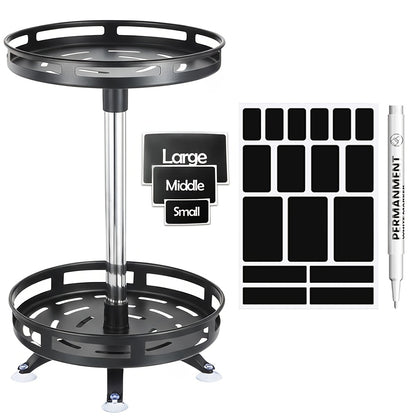 1/2/3 Tier Metal Lazy Susan Turntable Organizer Rotating Spice Storage Rack Organizer for Cabinet, Kitchen, Countertop, Pantry, Cupboard, Medicine Cabinet Revolving Organizer | Suction Cup Feet for Extra Stability| Free Label Paper & Markers|