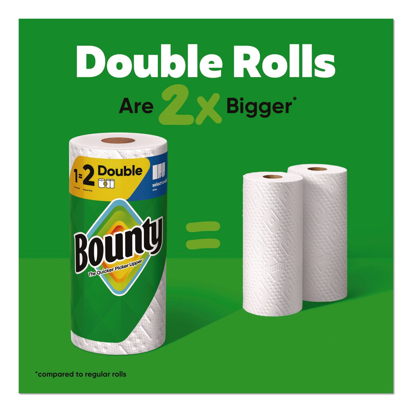 Pack of 8 Bounty Select-a-Size Kitchen Paper Towel Rolls, 2-Ply, 5.9 x 11, Double Roll Size, White, 103 Sheets per Roll