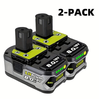 2Pack 8.0Ah Replacement Battery Compatible with Ryobi 18V Lithium Battery P102 P103 P105 P107 P108 P109 P197 Ryobi ONE+ Cordless Tool
