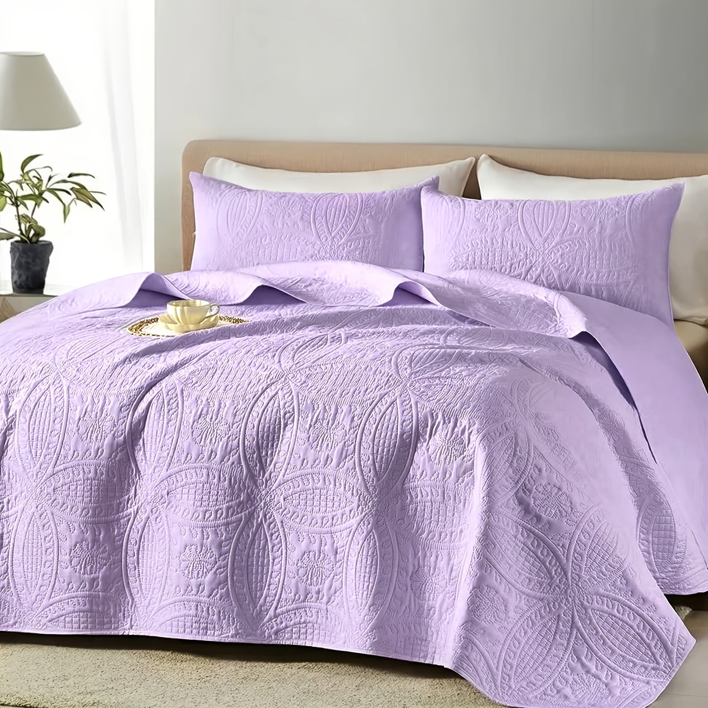 2/3pcs Quilt Set Bedspreads( Include 1 Quilt 1 Or 2 Pillowcases) Lightweight Microfiber Bedspread - Modern Style Coin Pattern Coverlet Soft And Skin-friendly Quilt Anti-allergy And Machine Washable Suitable For School Dormitories