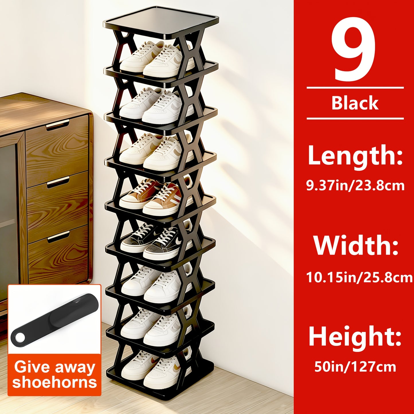 1pc Removable 6/9 Tier Shoe Rack, Space Saving Folding Shoe Rack for Home And Dormitory, Hallway, Living Room - Separate Narrow Shoe Rack for Indoor Doorway Storage. Holds Keys, Small Photo Frames, Etc.
