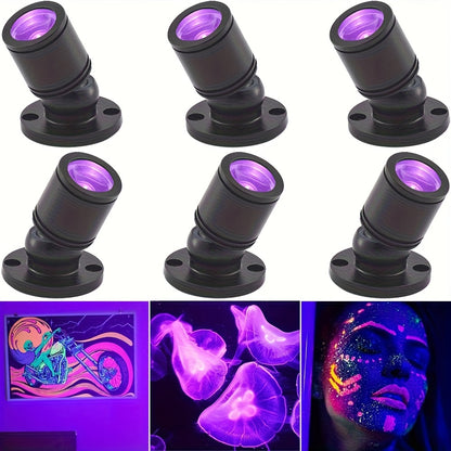 6/4/2pcs LED UV Blacklight, USB Powered 1W Blacklight, Violet Mini Spotlight Glow In The Dark for Party Supplies, LED Blacklight for Fluorescent Glow Parties, Tapestry, UV Reactive, Body Painting Effects, Christmas Home Decoration, with On/off Switch