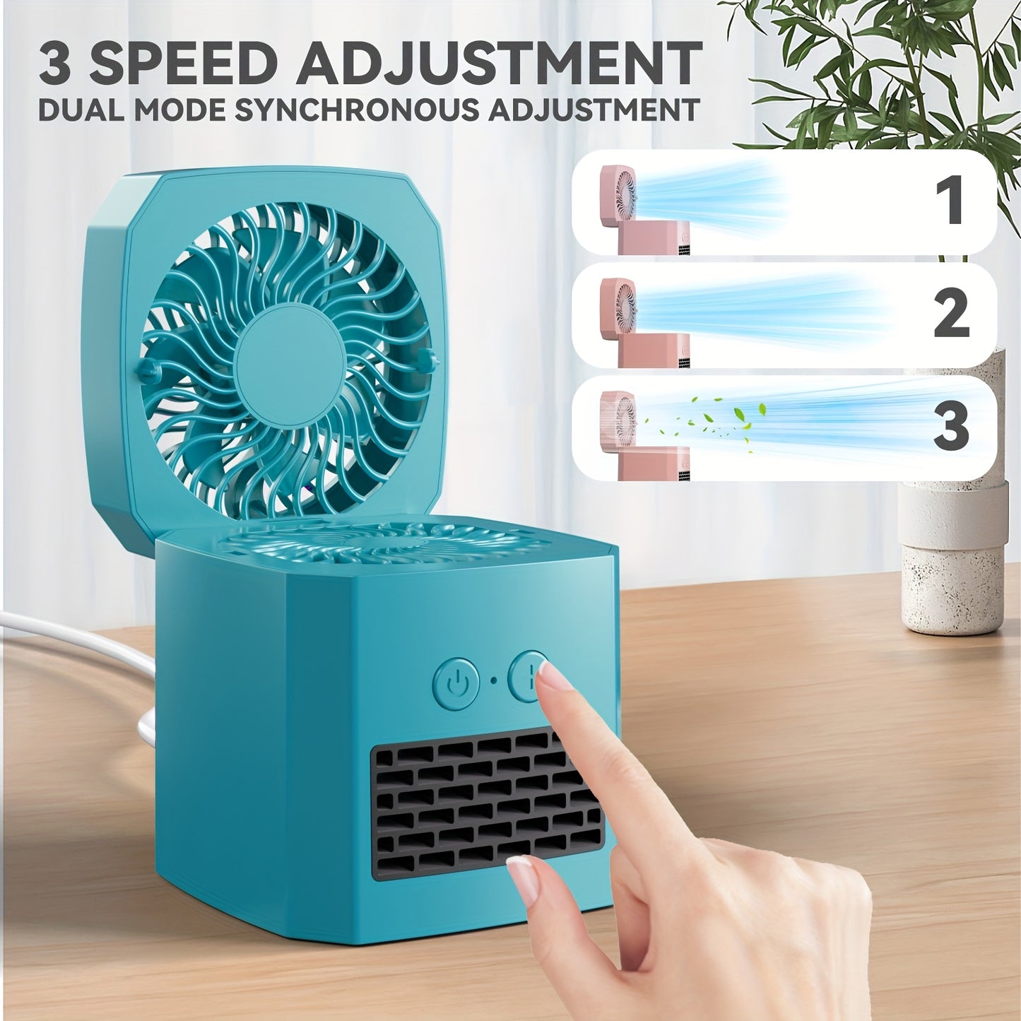 2in 1 Heater Fan Combo, 400W Portable Space Heater with 3 Speed Adjustable Temperature Multifunctional Dual-purpose Heater for Both Cooling And Heating, Home Mini Electric Heater, Office Desktop Heater, Portable And Movable Silent Heater