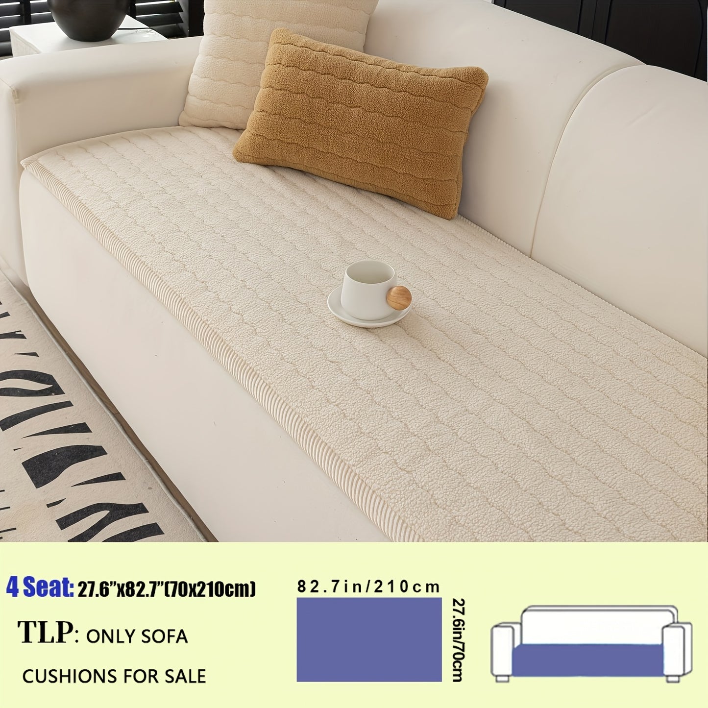 Bohemian Style Thickened Plush Sofa Cover - Machine Washable, Pet Friendly, Non-slip Sofa Cover, Suitable for Living Room, Bedroom, Office Decoration, Comfortable Sofa