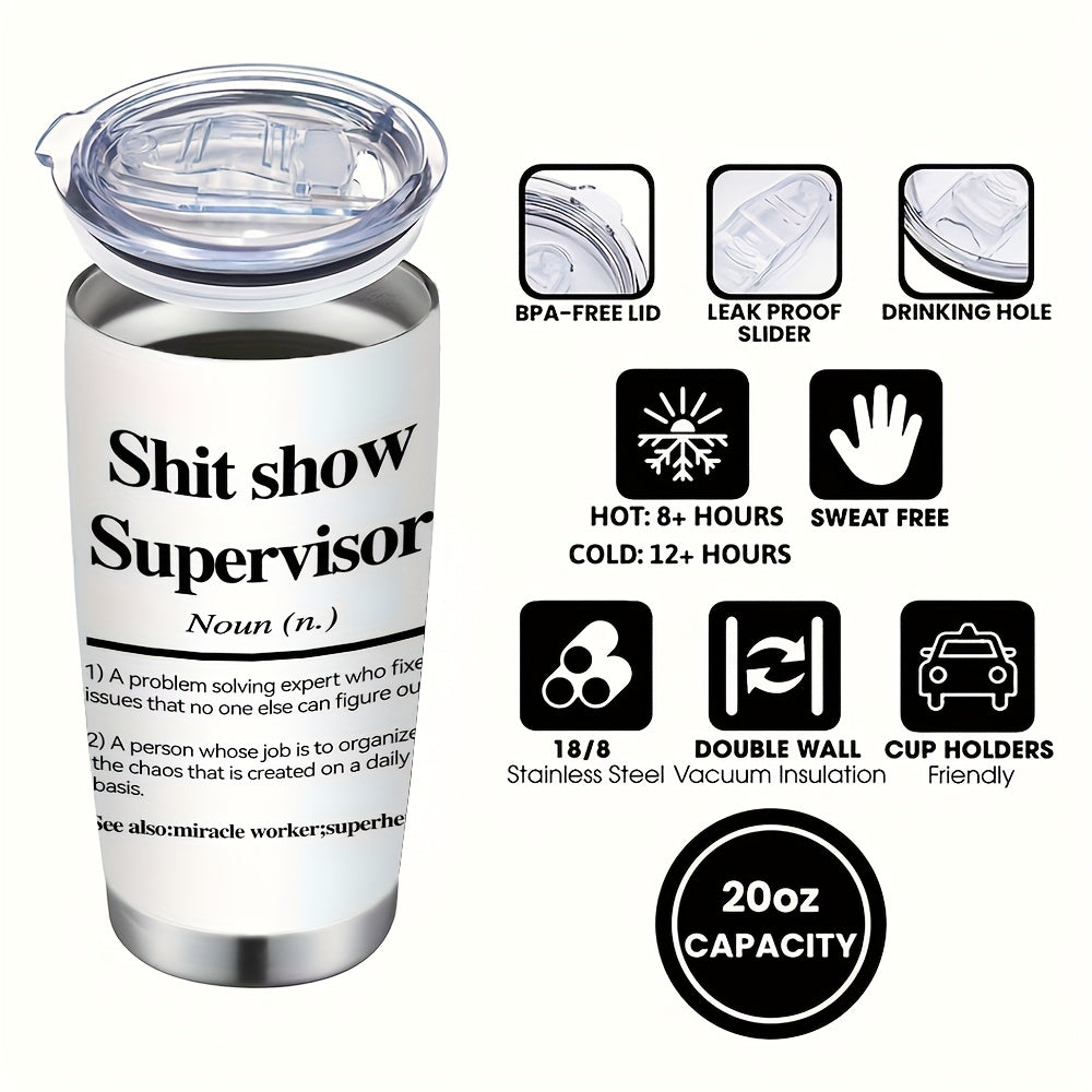 Supervisor Quotes Design Coffee Mug, Stainless Steel Insulated Tumbler with Lid And Straw, Beverage Container & Travel Cup for Hot & Cold Drink, 20oz Camping Drinkware, Ideal Gift for Birthday, Holiday, Parties, Halloween, Thanksgiving Day, Christmas