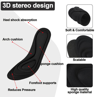 Shoe Insoles 8 Pairs 3D Cushioning Inserts for Men Women Sponge Replacement Innersoles for Work Boots Sneakers Everyday Shoes Sizes 6-11 Classic Colors