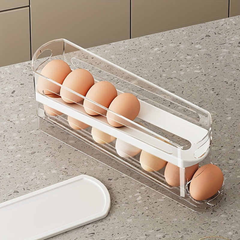 Double-layer Rolling Egg Dispenser - Automatic Space-saving Refrigerator and Cabinet Storage, Keeping Eggs Fresh, Perfect for Kitchen Finishing