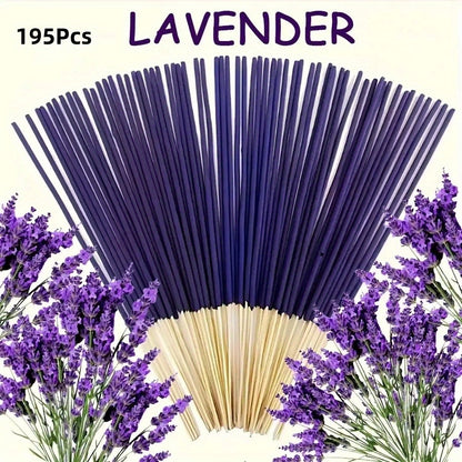 195pcs/ bag, 8.7in Natural Lavender Incense Stick, Suitable for Home Use, Yoga Room, Tea Room, Meditation Scene
