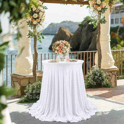 Spandex Cocktail Table Cover Round Stretch Tablecloth for Party Wedding Banquet – Elastic High Top Table Cloth Fitted Cover for Events, Birthdays, Hotels, Outdoor Picnic, Exhibition
