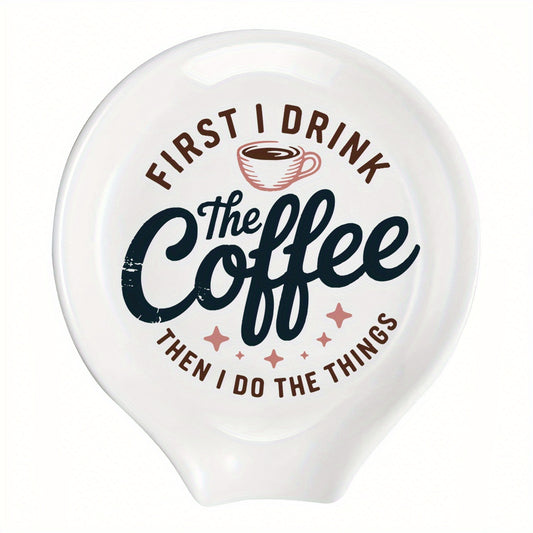 Ceramic Spoon Rest Funny Coffee Quote – "A Cup of No Return" Ceramic Utensil Holder for Coffee & Tea Spoons, Cute Spoon Holder for Kitchen Counter, Cafe Decor, Perfect Coffee Lover Gift