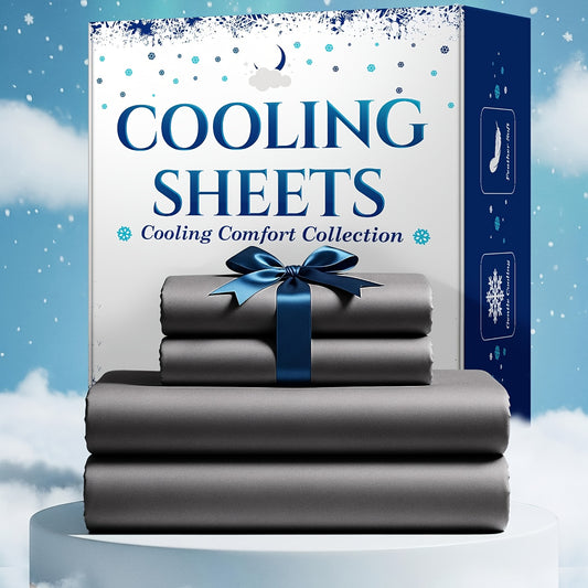 4pcs Bamboo Blend Cooling Bed Sheet Set - Kids Ultra Soft Breathable Sheets With Deep Pocket Fitted Sheet (18"-24" Height), Children, 2200 TC Cooling Fabric, Shrink & Wrinkle Resistant, For All-Season Comforter Fit, Hotel Luxury Christmas Gift