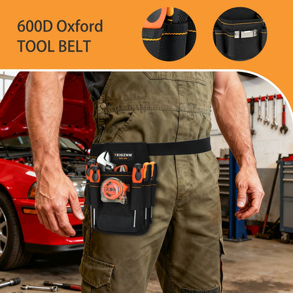 Heavy Duty Tool Bag 7-Pocket PVC Organizer for Mechanics Electricians Multi-Pocket Hand Tool Storage Bag Portable Jobsite Toolbag for Plumbers Contractors DIY