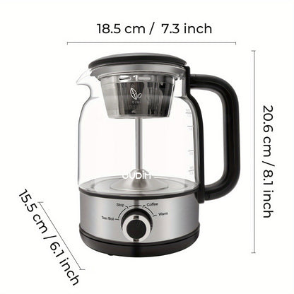 Drip Coffee Maker Electric Kettle 600W 40.58oz BPA-Free Glass Stainless Steel Spray Brew Keep Warm Boil-Dry Protection for Coffee Tea Perfect Gift