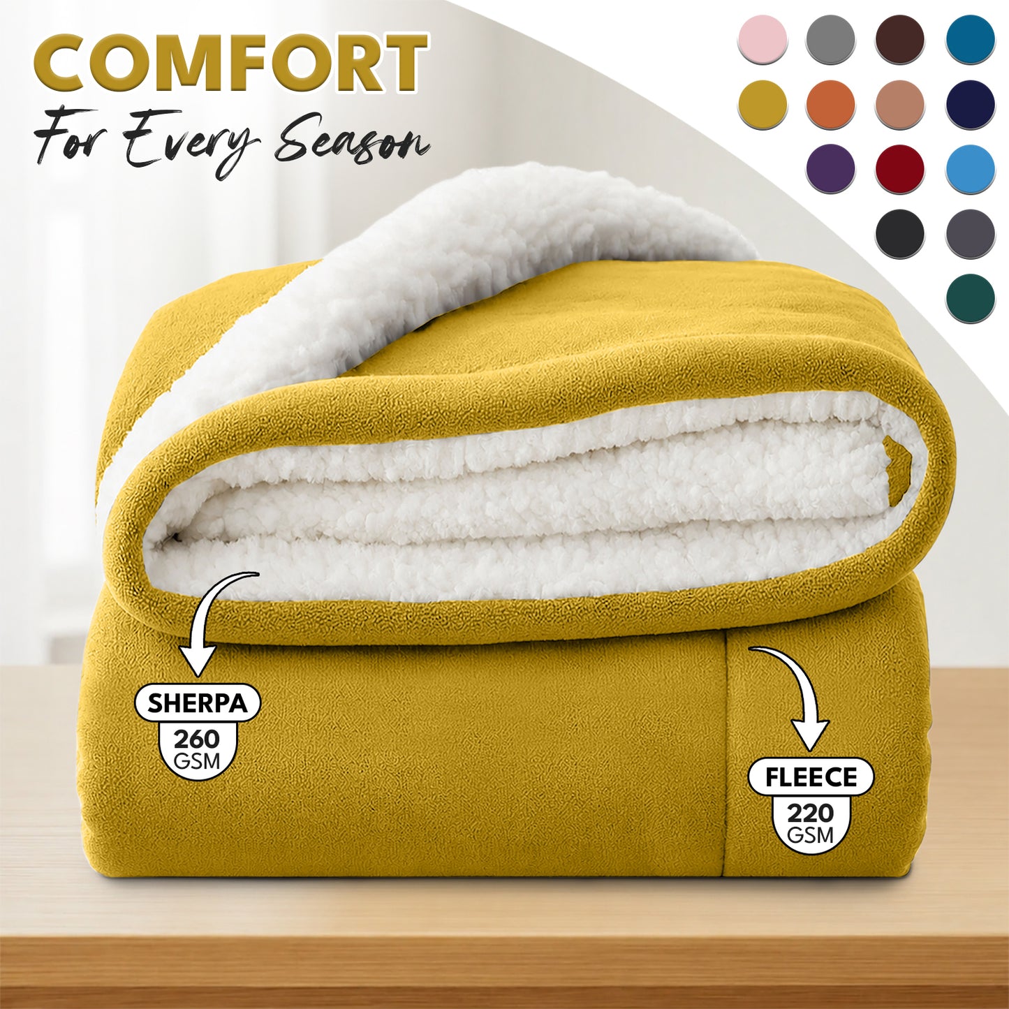 Luxurious Flannel Sherpa Throw Blanket – Ultra Soft & Warm Throw Sherpa Fleece, Comfort & Cozy Blanket for Better Sleep, Perfect for Bedroom & Guest Room Double Layer Thickened Blanket Decor Sofa Bed Blankets