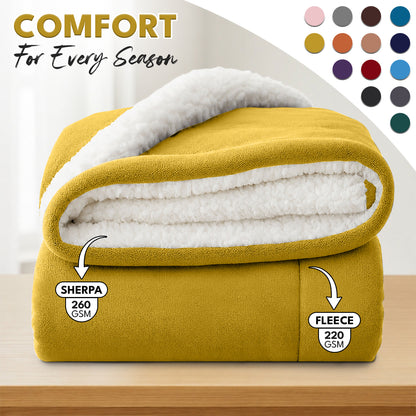 Luxurious Flannel Sherpa Throw Blanket – Ultra Soft & Warm Throw Sherpa Fleece, Comfort & Cozy Blanket for Better Sleep, Perfect for Bedroom & Guest Room Double Layer Thickened Blanket Decor Sofa Bed Blankets