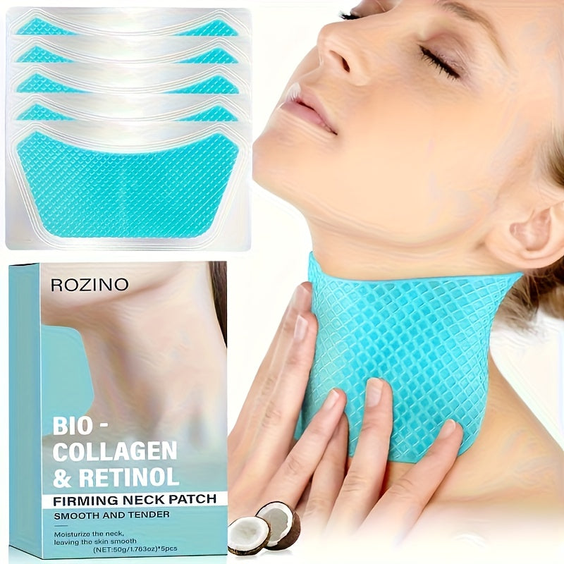 5pcs Bio Collagen Neck Lift Mask Patch, Moisturizing & Brightening Gel, Easily Absorbed, The Appearance Of Wrinkles, Aging And Sagging Light Beige, Make Light Beige Look Smoother And Firmer, Make Light Beige Younger-looking, Neck Mask, Skincare