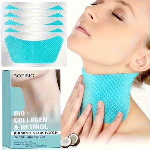 5pcs Bio Collagen Neck Lift Mask Patch, Moisturizing & Brightening Gel, Easily Absorbed, The Appearance Of Wrinkles, Aging And Sagging Light Beige, Make Light Beige Look Smoother And Firmer, Make Light Beige Younger-looking, Neck Mask, Skincare
