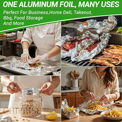 Pre-Cut Aluminum Foil Sheets 200-Count 9x10.75 Inch Pop-Up Dispenser Box Heavy Duty Foil for Baking Grilling Roasting Cooking Food Storage Restaurant
