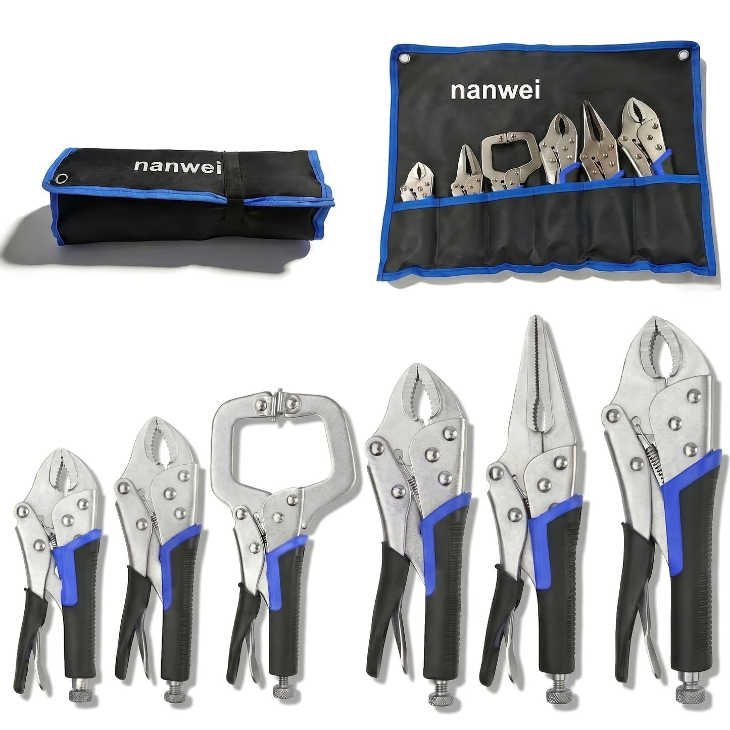 Pliers Set 6-Piece – Needle Nose, Curved & Locking C-Type Pliers, 5–10 Inch Sizes, Versatile Vise Grip Tool Kit for Home Repair, Automotive, Electrical & DIY Projects