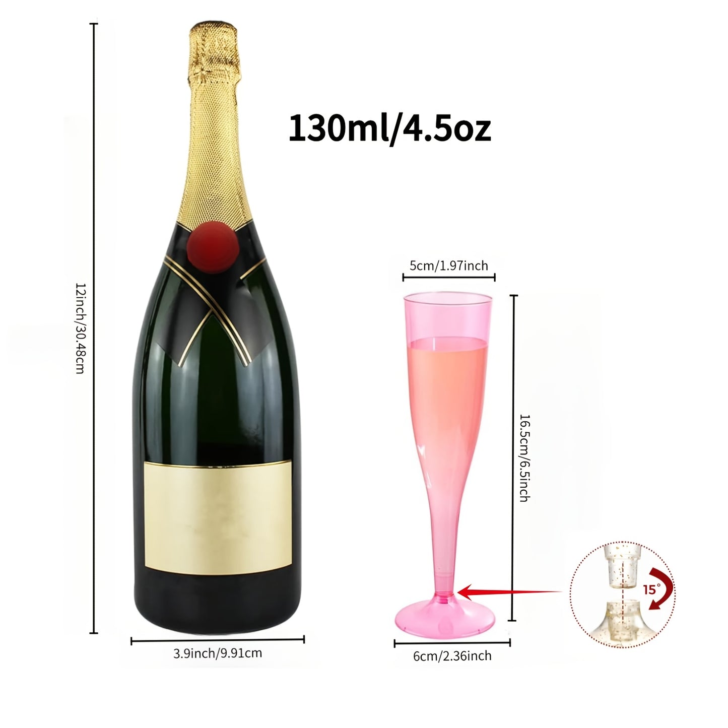 PUREDOVE 25/50pcs of Transparent Pink Plastic Champagne Glasses, Disposable Mimosa Cups, Pink Plastic Wine Glasses, Made from -Grade PS, Free of BPA, Sturdy, And Elegantly Shaped for Weddings, Cocktails, Holidays, And Outdoor Events